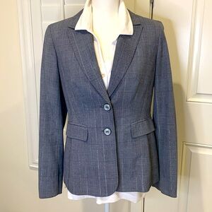 Nine West 2-piece single-breasted jacket & pant suit in grey plaid 6